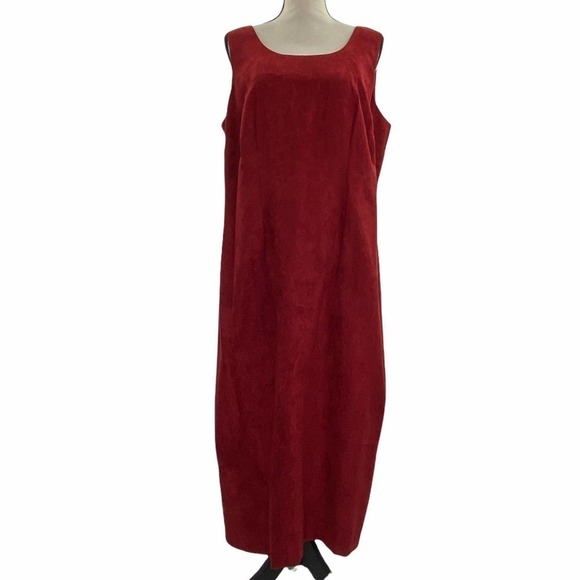 K Woman Faux-Suede Sheath Sleeveless Maxi Dress - Picture 1 of 11
